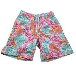 Members Mark Mens Swim Trunks XS Laguna Lilies Floral‎ Tropical Pink Blue Shorts